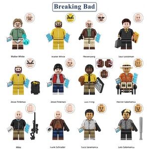 Breaking Bad Minifigure Set - 12 Custom Building Block Collectible Figures